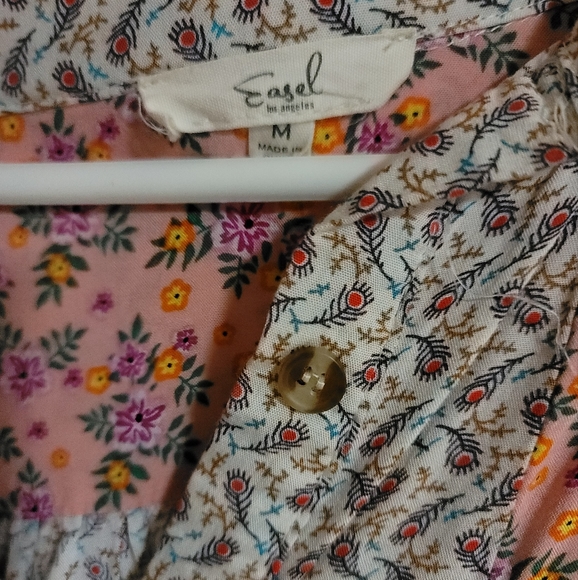 Mixed Print Boho Peplum Hem Blouse - Picture 5 of 7